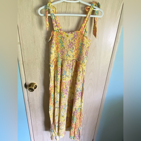 ODDI Daffodils Glow Midi Dress Buttercup yellow with ditsy floral & tie straps L - Picture 8 of 11